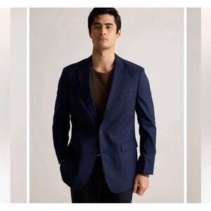 Quince Stretch Wool Blazer Navy Size Medium Suit Jacket EUC